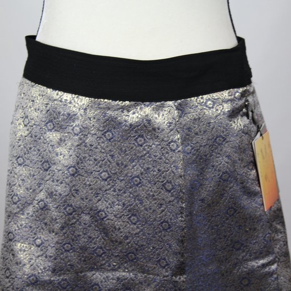 NWT Narciso Rodriguez x Design Nation Women's Skirt 6 Jacquard Gold Metallic - Picture 4 of 9